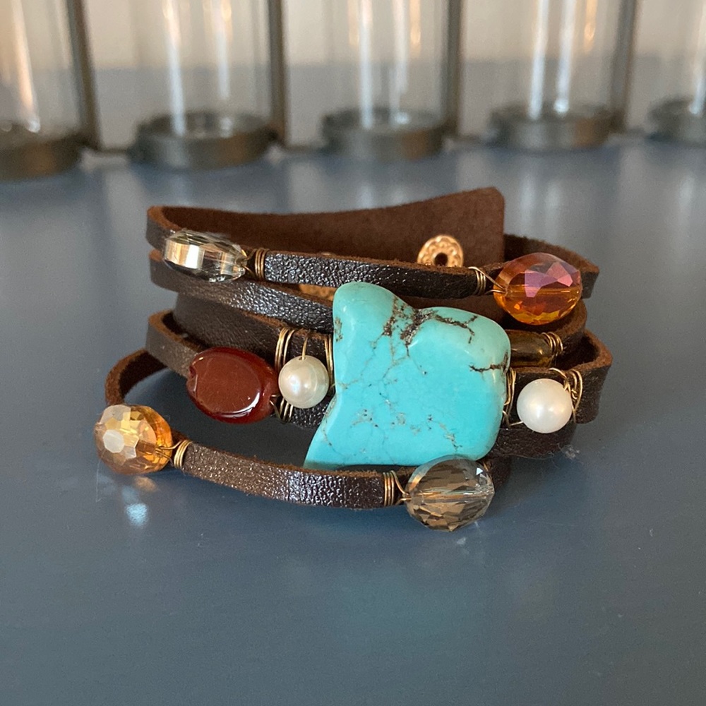 Beautiful Handcrafted Chunky Leather Bracelet